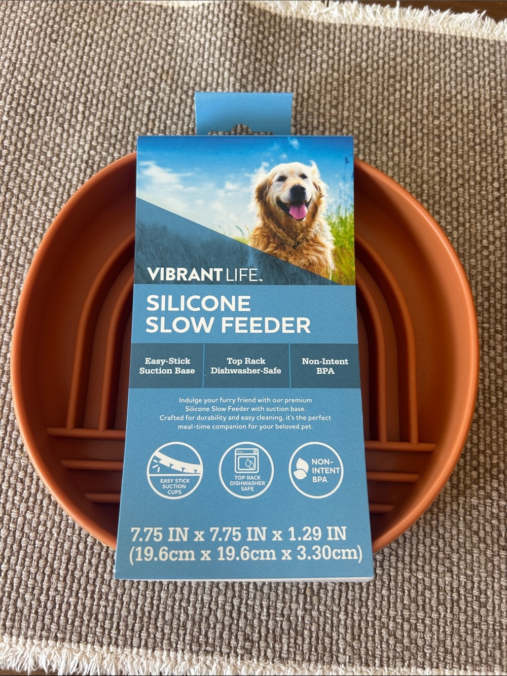 Vibrant Silicone Slow Feeder Bowl - Terracotta Orange /Earthy Brown